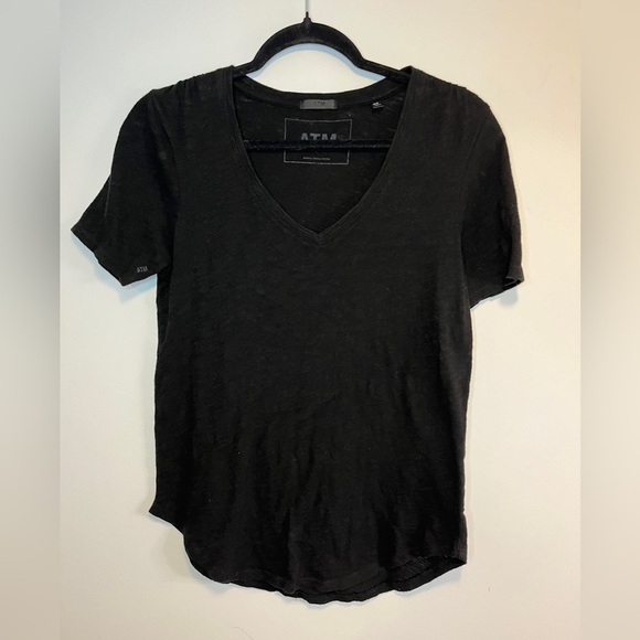 ATM Anthony Thomas Melillo Slub Jersey Classic V-Neck Tee Black Medium - Picture 4 of 10